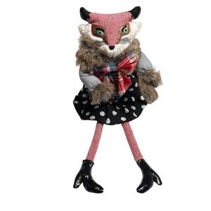 Debi Lily Holiday‎ Posh Lady Fox Stuffed Shelf sitter with wired tail & arms